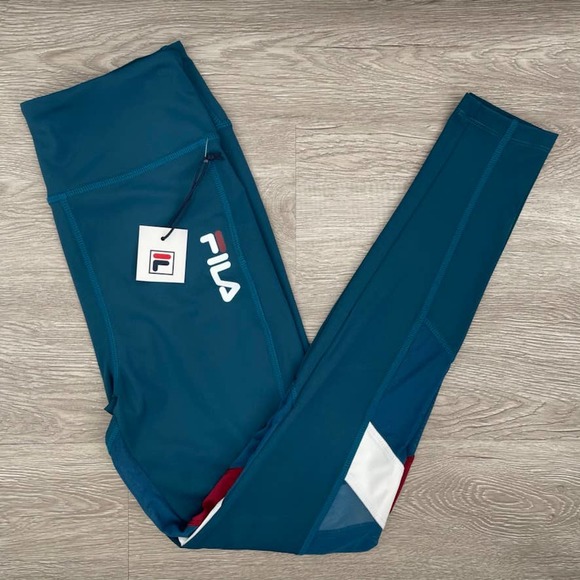 NWT - FILA Women's Hikari High Rise Leggings in Turquoise - Size Small - Picture 1 of 16